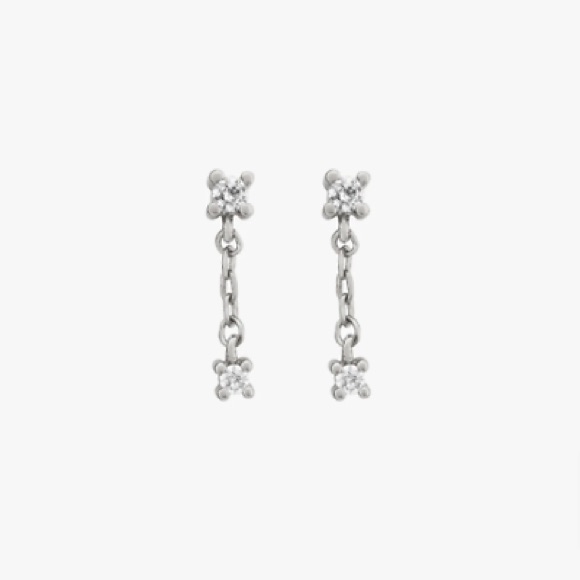 Studs Dangle Cz Butterfly-Back Earrings